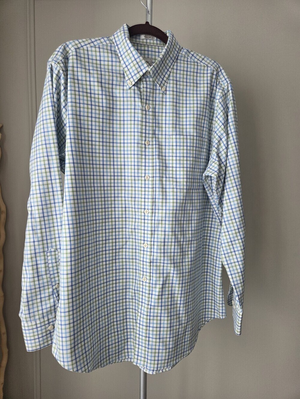 Peter Millar Blue & Green Check Button-Down Shirt Sz.Large